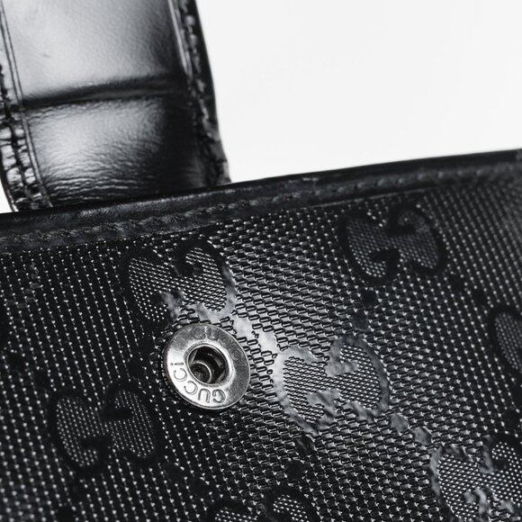 Gucci Vintage Y2K Black Monogram Compact Leather Wallet - Picture 7 of 10